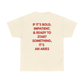 Aries Zodiac T-Shirt — "If It's Bold...It's an Aries" Red Text Tee