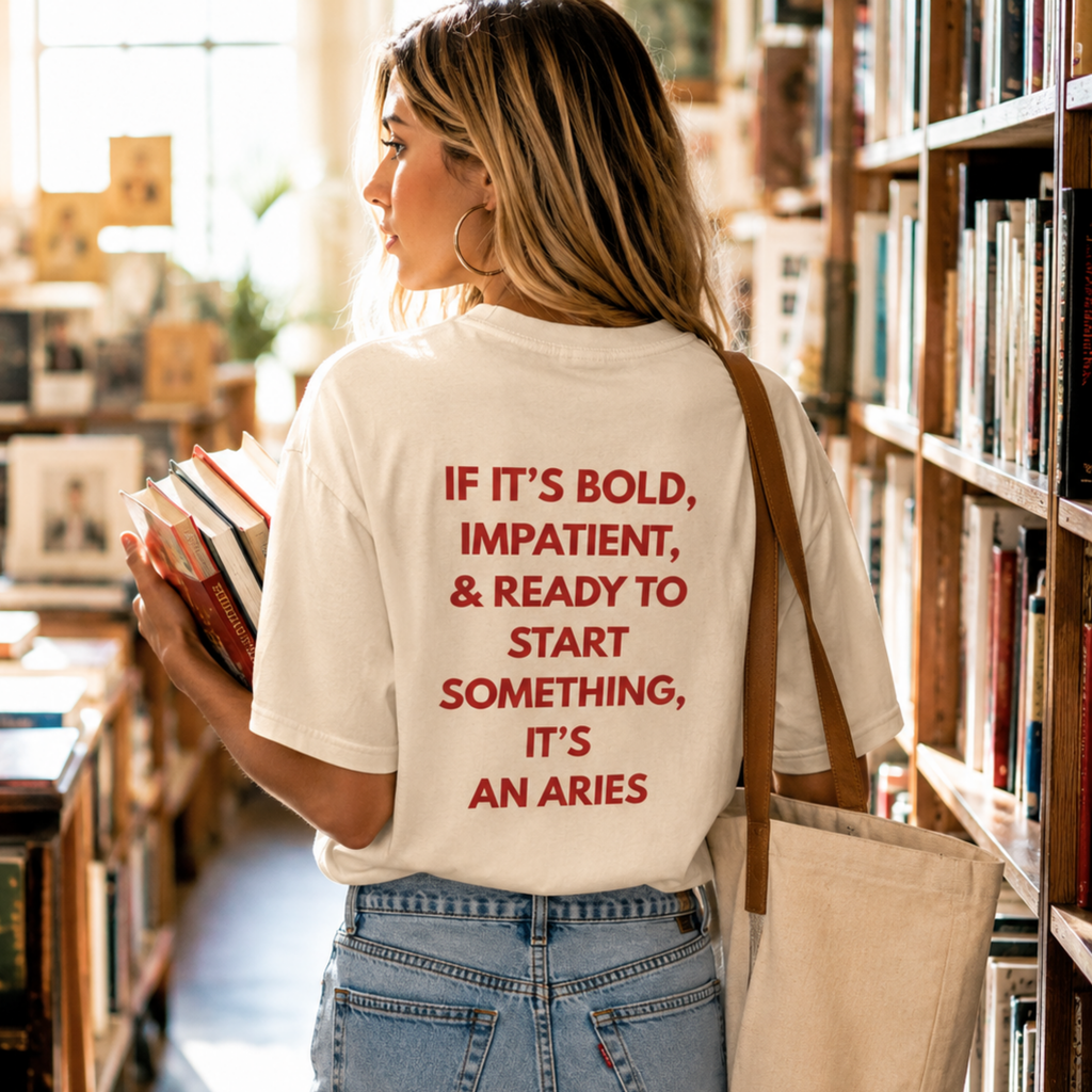 Aries Zodiac T-Shirt — "If It's Bold...It's an Aries" Red Text Tee