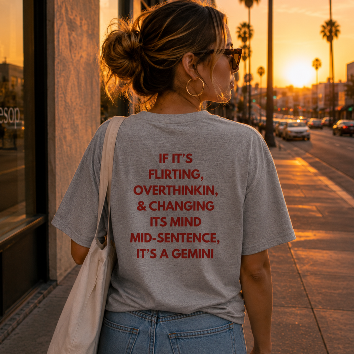 Gemini Zodiac Tee — "If It’s Flirting, Overthinkin'… It’s a Gemini"